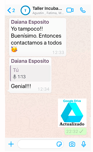 Stickers en el grupo de Whatsapp